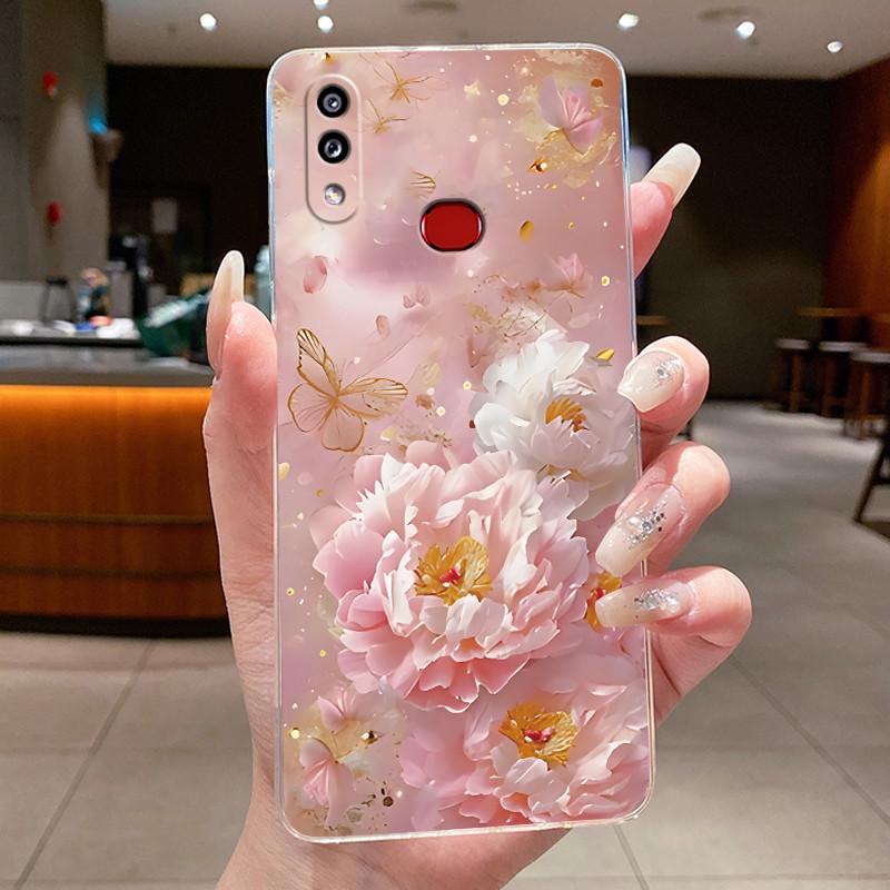 Case For Samsung A10s M01s Clear Silicone Fashion Butterfly Flower Soft Back Cover For Samsung Galaxy A10s Protective Phone Case
