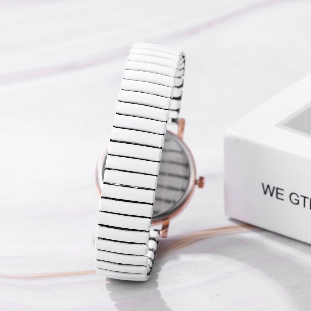 Stainless Steel Bracelet Cute and Stylish Analog One Size Fits Quartz White Perfect Gift for Day Women's Watch, Waterproof Display, Most, Movement, -
