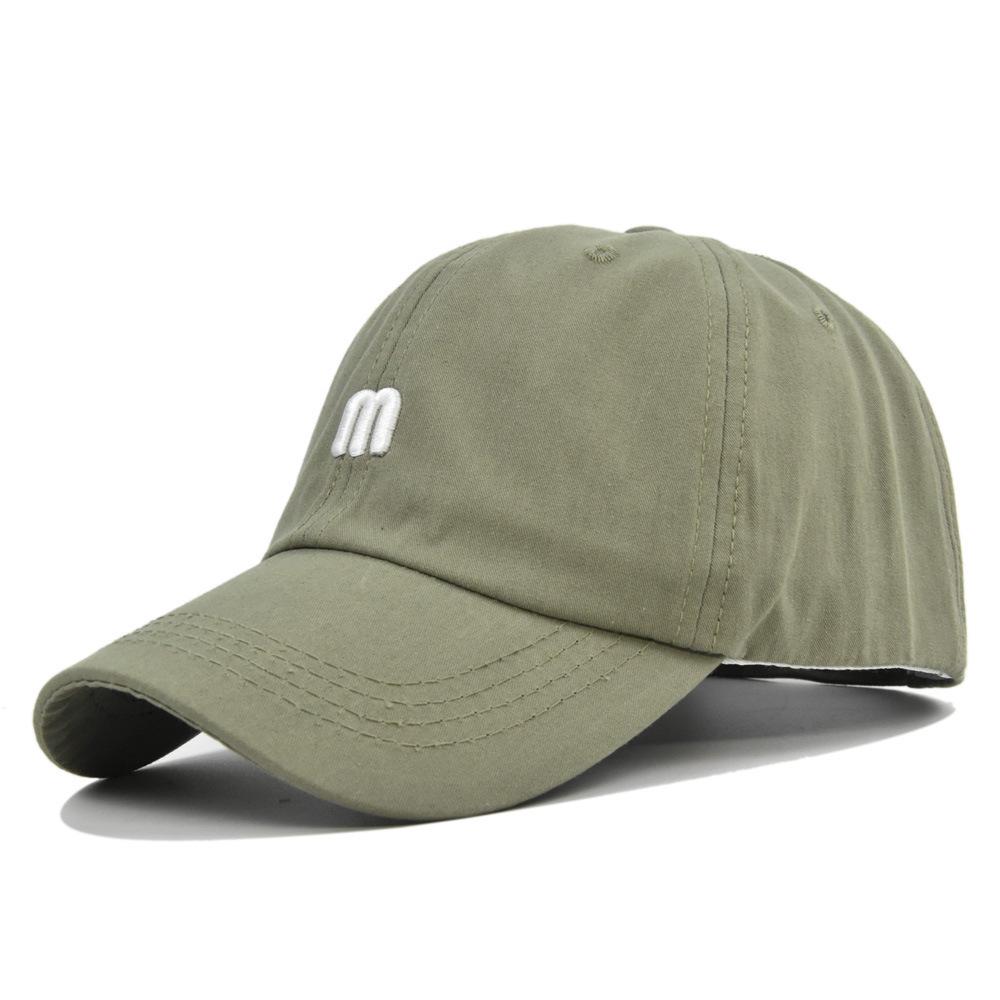 M Embroidered Baseball Cap - Korean Style 3d Embroidery Duckbill Cap - Couple's Baseball Cap - Sun Hat - Cotton
