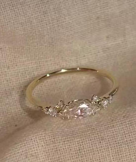 

Korean Style Marquise Cut Zirconia Niche Ring - Trendy Light Luxury Accessory Size 7