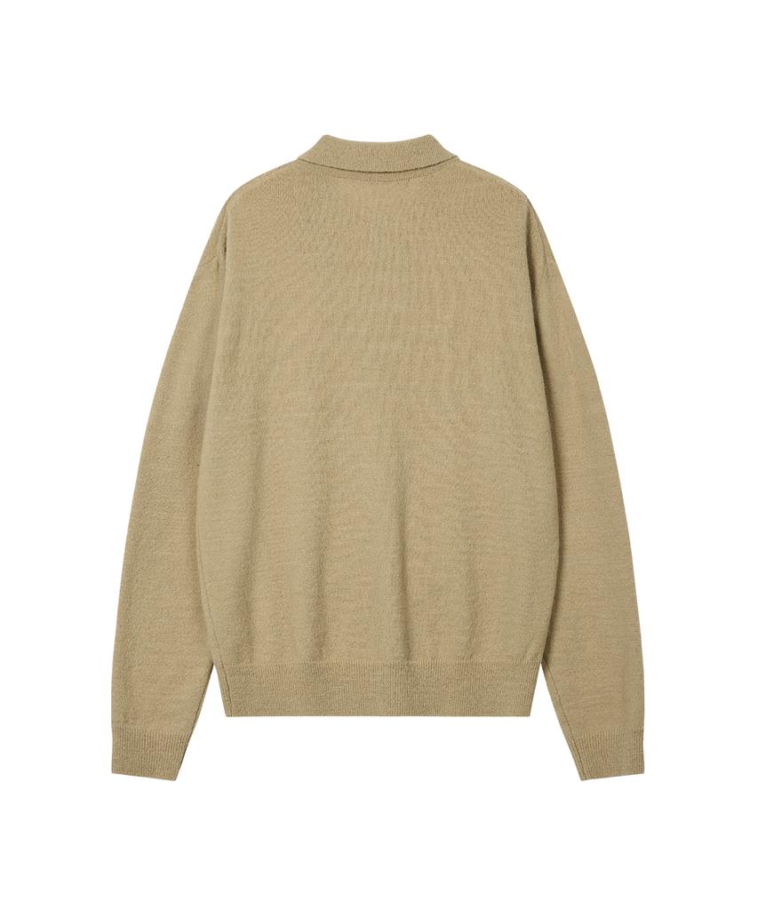 REST&RECREATION Wool Polo Knit Top - Beige