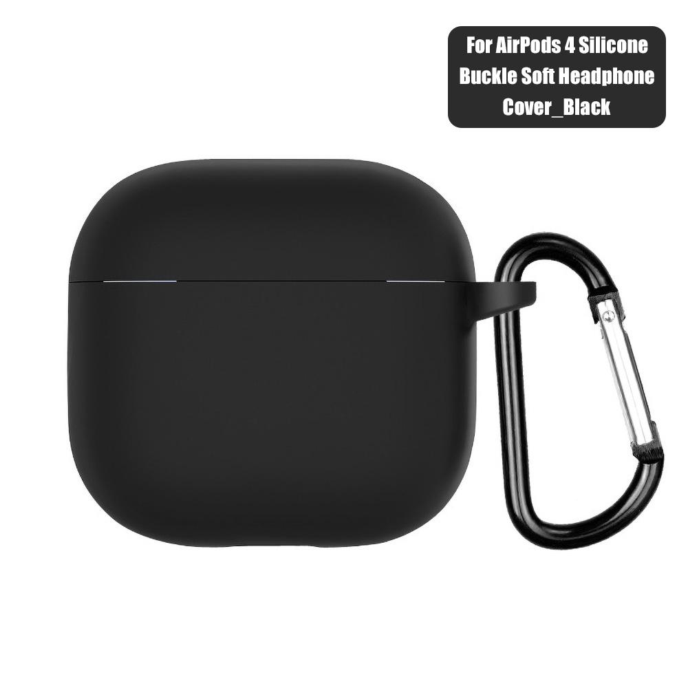 

Для Airpods 4 защитный чехол силиконовый беспроводные наушники матовый Macaron сплошной цвет TPU окрашенный защитный чехол Air Pods 4 AirPods 4 чёрный