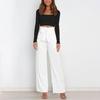 Modische Hose für den Arbeitsplatz, für Damen, lässig, weites Bein, hohe Taille, Hose mit Gürtel, Temperament, Sommer, Pendlerhose