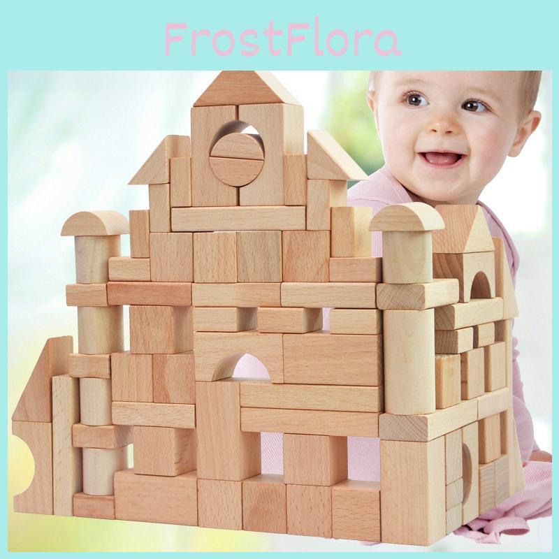 Wooden Building Blocks Set For Toddlers With Natural Finish For Early Learning