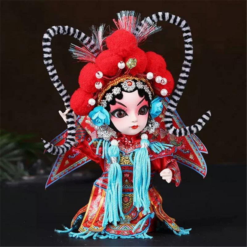Chinese Opera Character Decoration Silk Doll Peking Opera Mask Doll Chinese Handmade Decorative Gifts Shop Decoration Doll