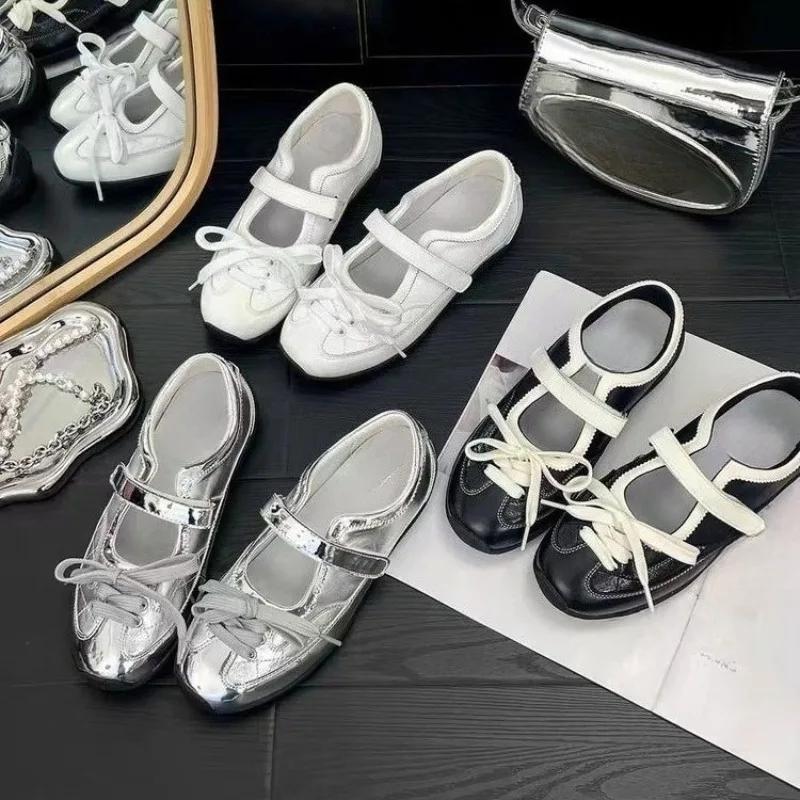 Fashion 2025 Spring and Summer New Inner Heightening Ballet Shoes Women's Flat Casual Sports Single Mary Jane Shoes