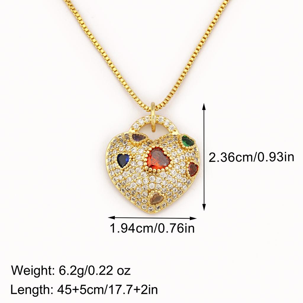 Nidin New Fashion Heart Shape Hollow Design Delicate Pendant Necklace For Women Men Inlaid Colorful Zircon Jewelry Birthday Gift