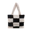 New Fashion Plaid Plush Bag Versatile Casual Lightweight Large Capacity Tote Bag Practical Shoulder Underarm Bag