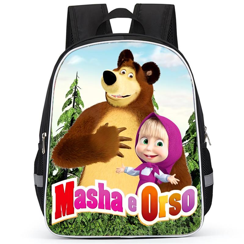 Masha And Bear School Bag Elementary School Cartoon High Definition Printing Large Capacity Zipper Oxford Lightweight Ridge Backpack