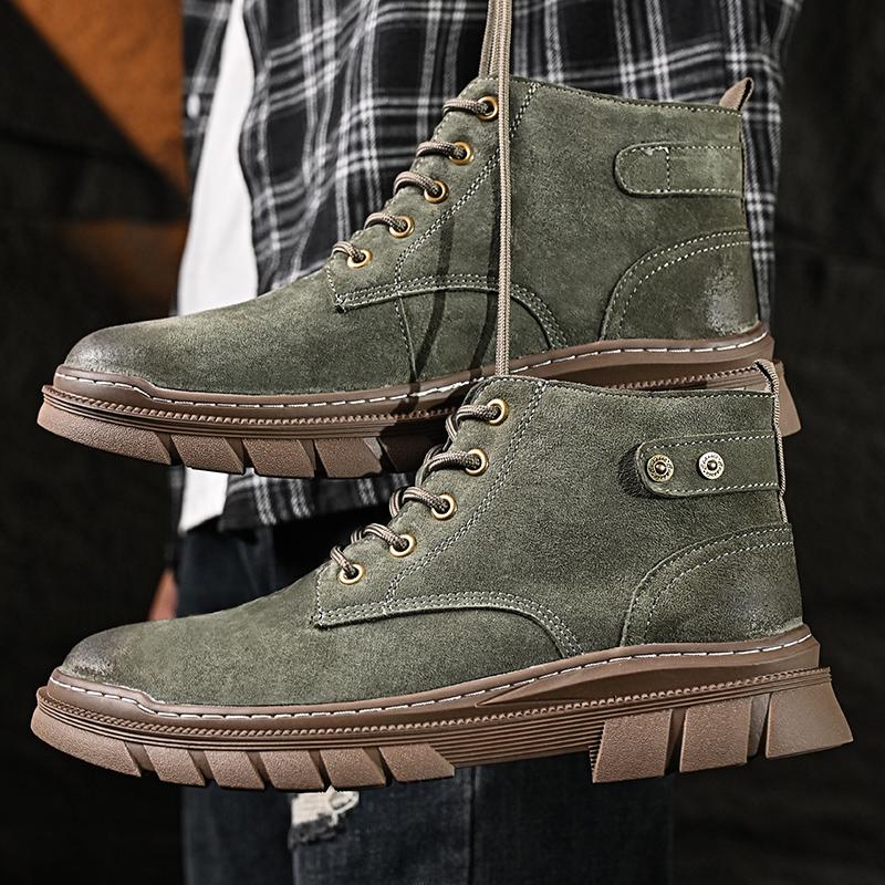 Genuine Leather Men's Ankle Boots Classic Casual Shoes Breathable Walking Hiking Shoes High Quanlity Leisure Boots Winter Shoes