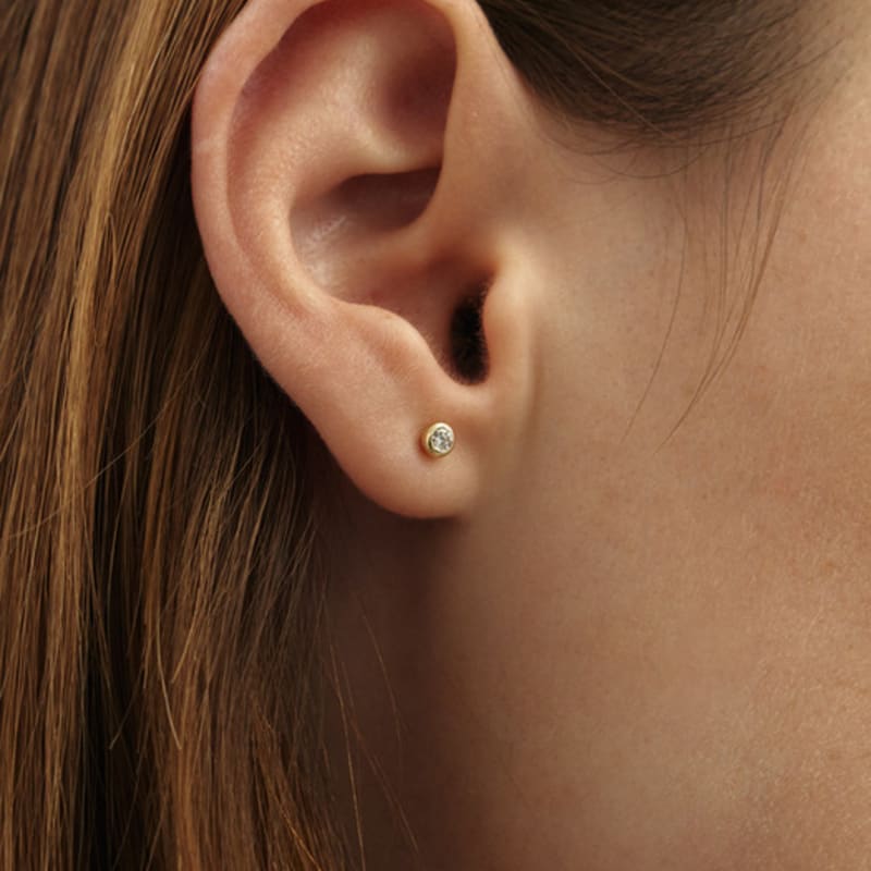 

LUNNE 14k Diamond Essential Bezel Earrings (14k Gold) #LCE01 Rose gold (pair)