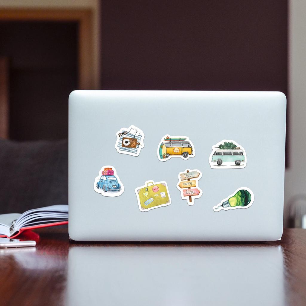 52 Minimalist Outdoor Travel Stickers: Waterproof Travel Map & Journal Decorations for Suitcases