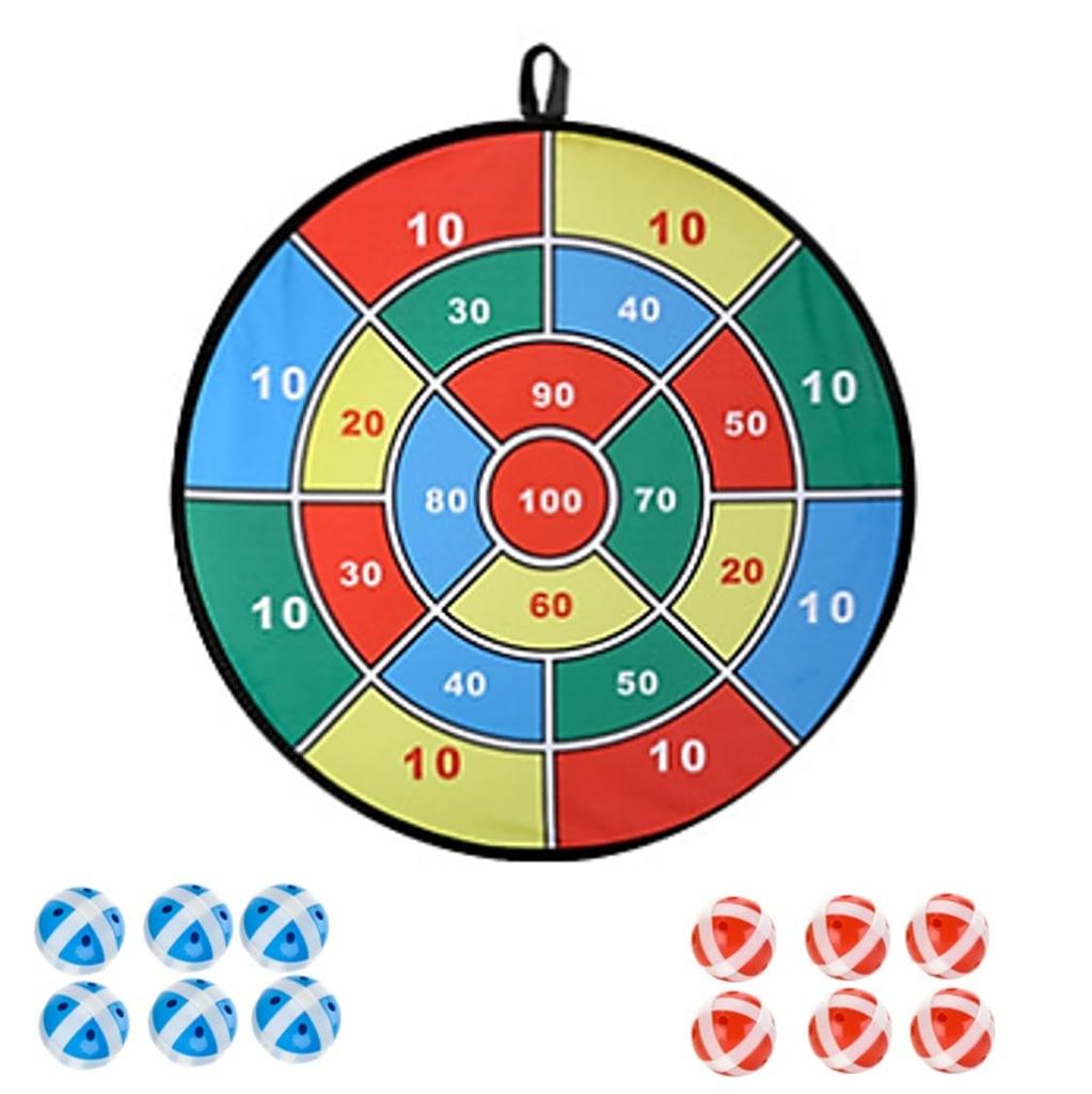 ST TS Dartboard, 72cm Diameter, 12 Sticky Balls, Darts, Target Balls, Velcro, Board Game (02, 100 Pieces)