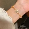 Light Luxury Flower Style Copper Bracelet With Genuine Gold Plating For Women