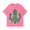 275 GSM Washed T-shirts 100% Cotton One Piece V35 Luffy Kaido Logo Print Unisex Heavy Cotton T Shirt