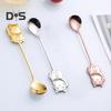 Stainless Steel Food Grade Coffee Spoon Thicken 304 Ergonomic Handle Lucky Cat Stirring Spoon Party Supplies