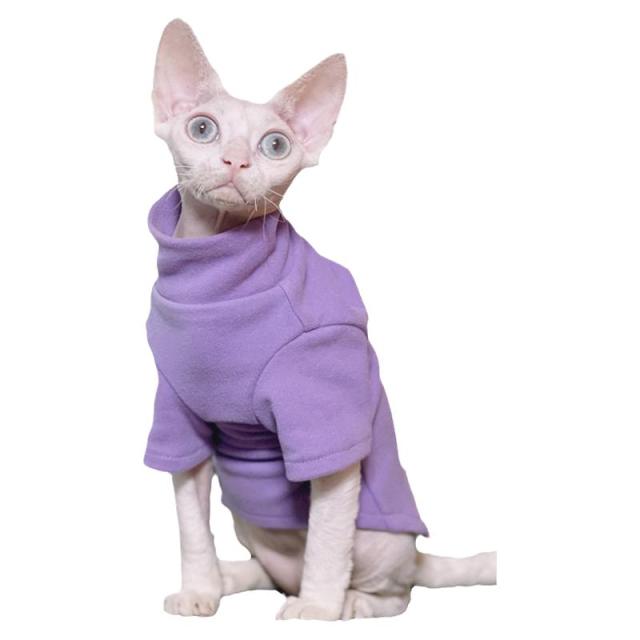 Sphynx Katzenkleidung – Warme Kapuzenweste Für Haarlose Katzen, Größe S, In Tibet Blau