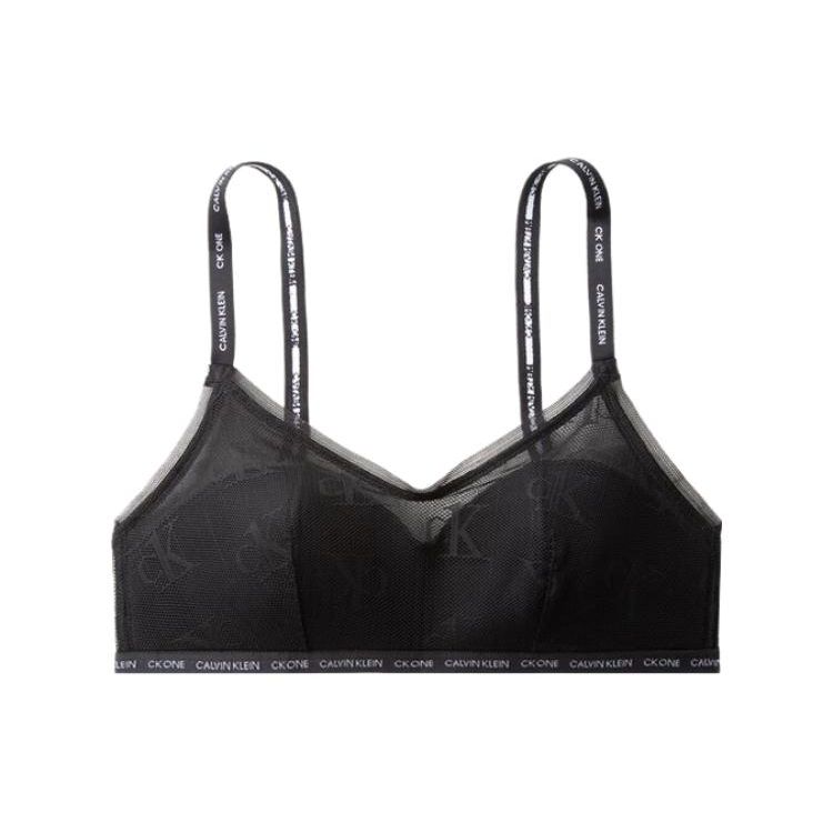 

Calvin Klein Lace Trim Letter Print Bra Women underwear Black QF6786AD-UB1 S