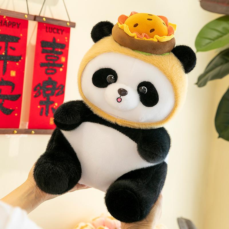Panda Doll Hamburger Plush Toy Cartoon Soft Toy Stuffed Animal Home Gift Decor