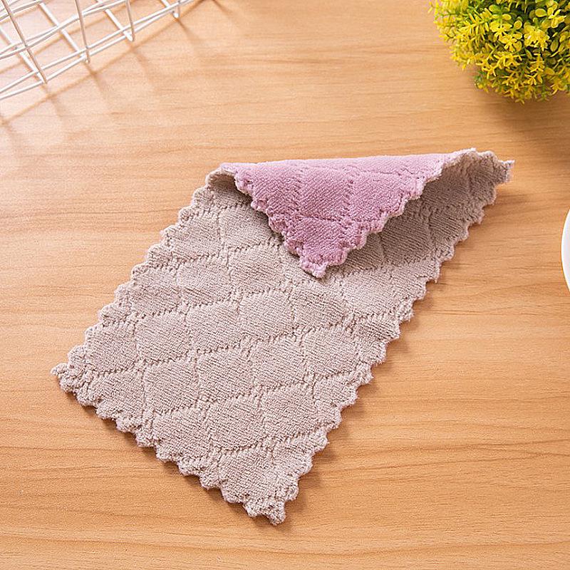 

Two-Color Double-Sided Absorbent Kitchen Dishcloth - Non-Stick, Lint-Free, Scouring Pad Towel 25*15cm