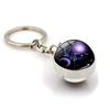 Holder Men Women Glass Ball Pendant Leo Jewelry 12 Constellation Keychain Zodiac Keychain Key Rings