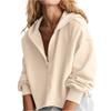Women's Solid Color Loose Hooded Sweatshirt V-neck Top Pullover Long Sleeved Shirt