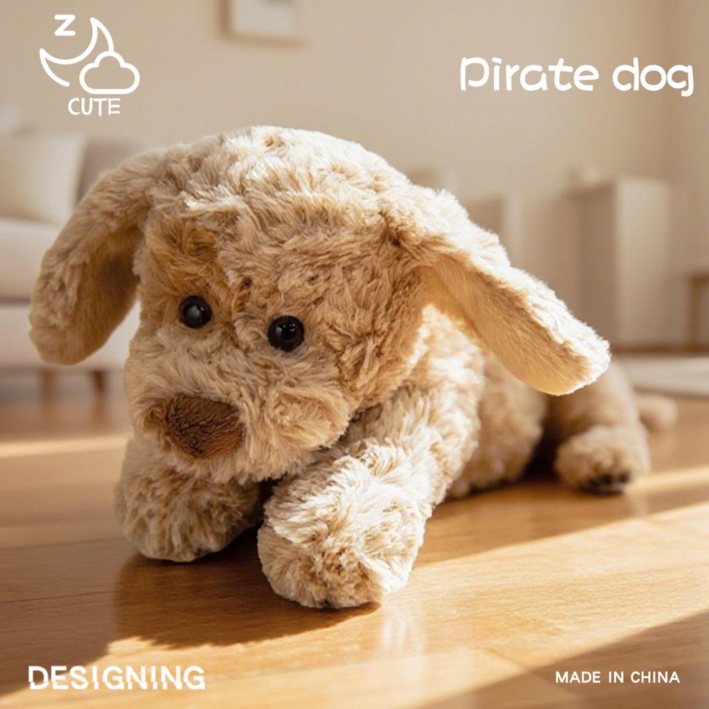 28-47cm Cartoon High Quality Teddy Dog Plush Doll Pillow Soft Curly Lying Dot Dog Plush Toy Home Decoration Gift For Children