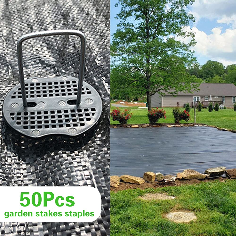 4/6 Inch Landscape Staples 11 Gauge Garden Staples, Galvanized Yard Lawn Stakes U-Shaped Pins Ground Anchors With 50 Gaskets