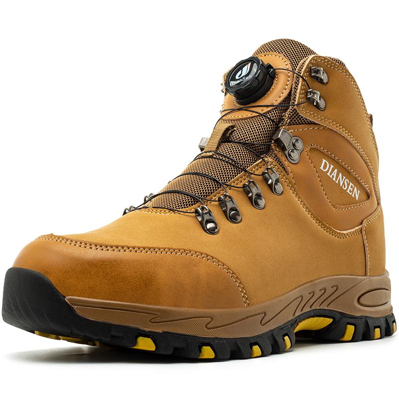 New Rotating Button  Waterproof Security Work Safety Boots Protective Leather Boots Anti-smash Anti-puncture Industrial Shoe