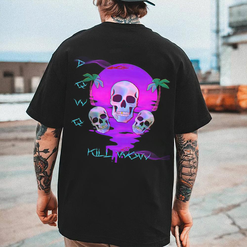 

Футболка с принтом для мужчин, повседневная, с круглым вырезом, черная, с коротким рукавом, хип-хоп, тренд, Харадзюку, винтажная одежда, летние свободные топы XXXL