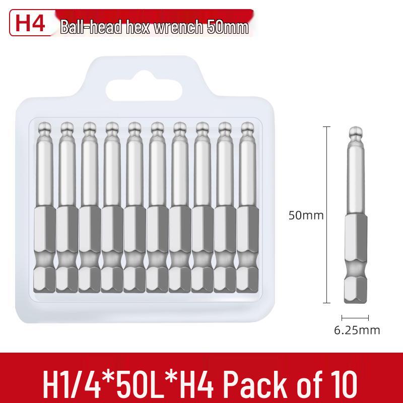 Short Magnetic Ball-Head Hex Socket Driver Bits for Electric and Pneumatic Screwdrivers