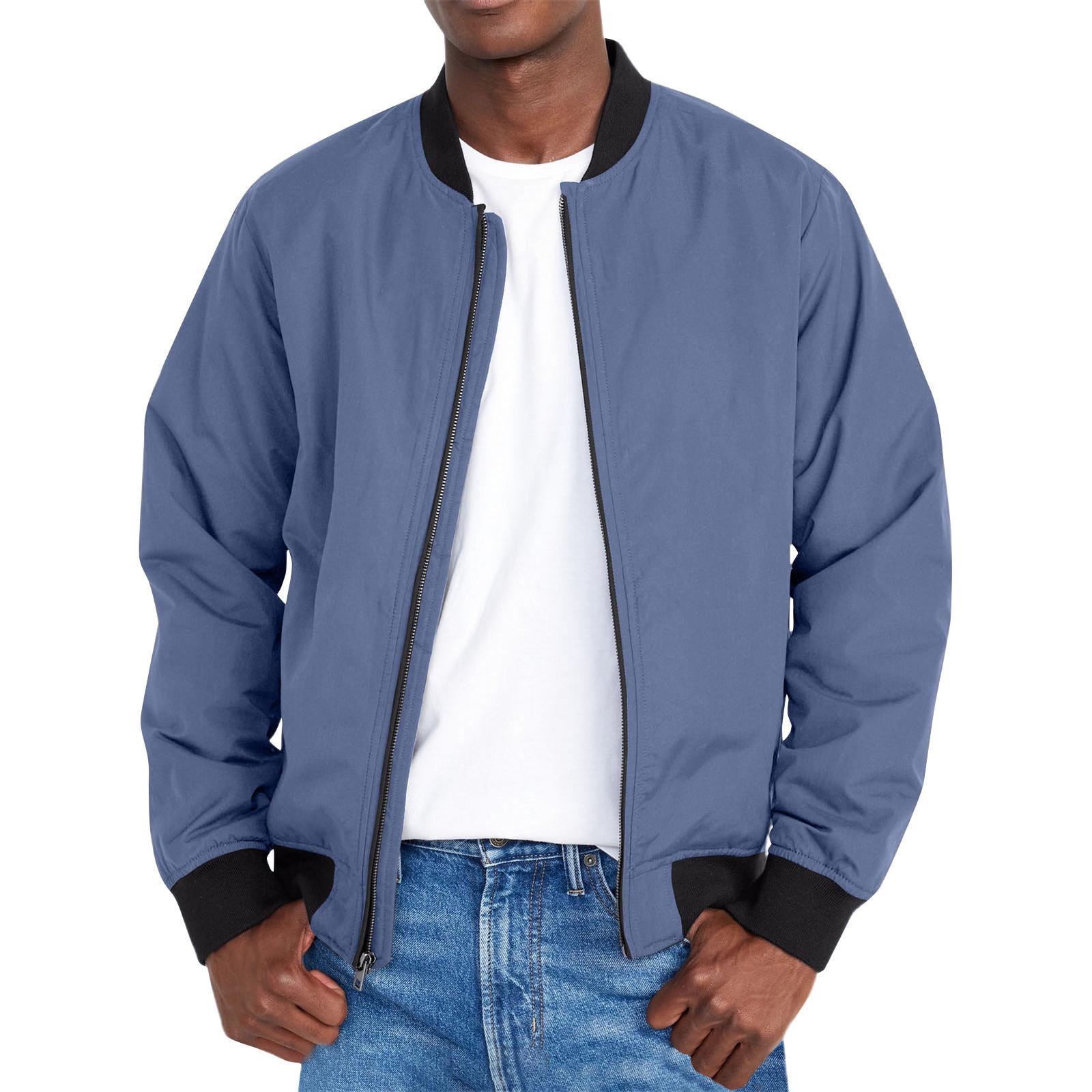 

Мужская однотонная куртка на молнии с карманами, мужская спортивная куртка большого размера в стиле кэжуал M