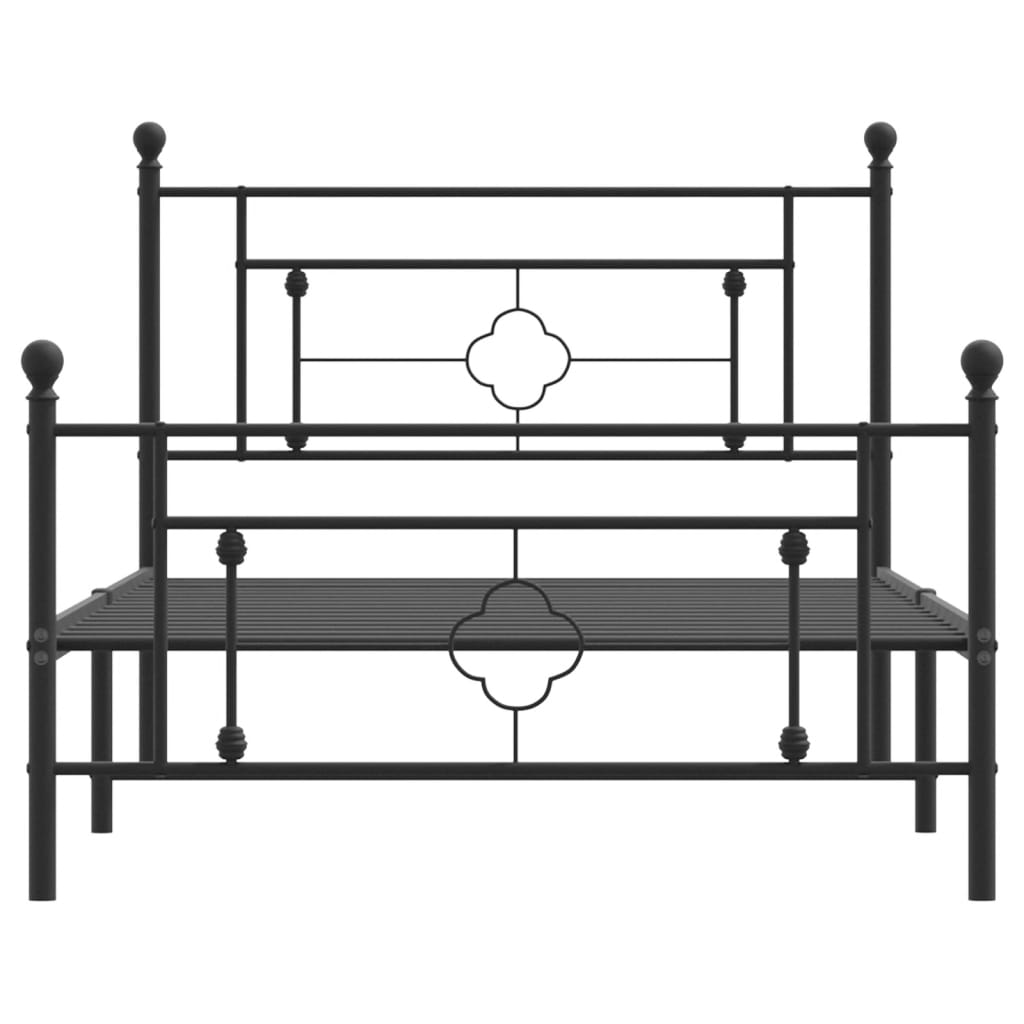 Metal Bed Frame with Headboard and Footboard Black 107 x 203 cm