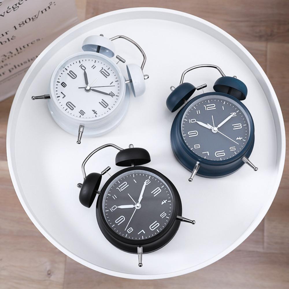 Metal Frame Silent Twin Bell Loud Alarm Clock Luminous Table Clock Student Alarm Clock  Living Room