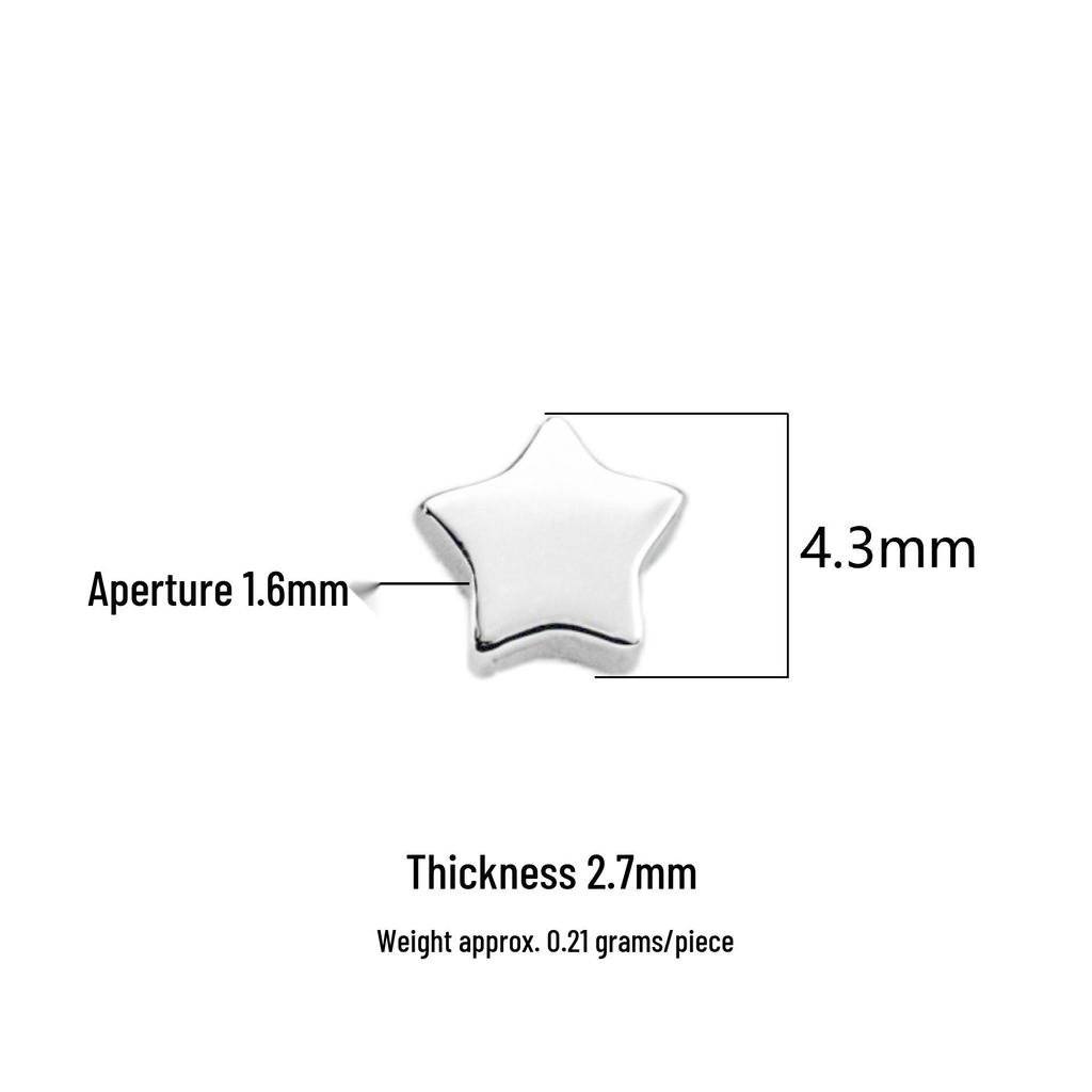 S925 Sterling Silver Five-Pointed Star Spacer Beads for DIY Jewelry and Bracelet Crafting