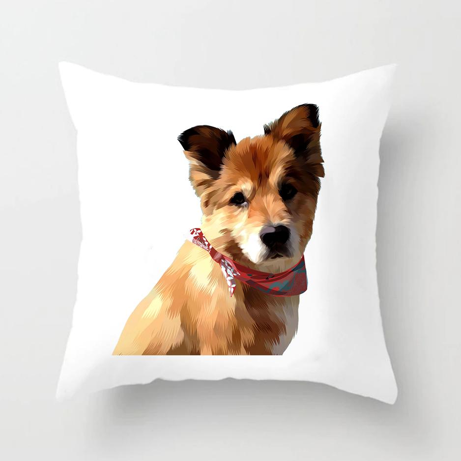 Cartoon Dog Printed Cushion Cover 45*45cm Pillowcase Sofa Kids Room Cushions Funda Cojin Polyester Home Decor Pillow Covers Case