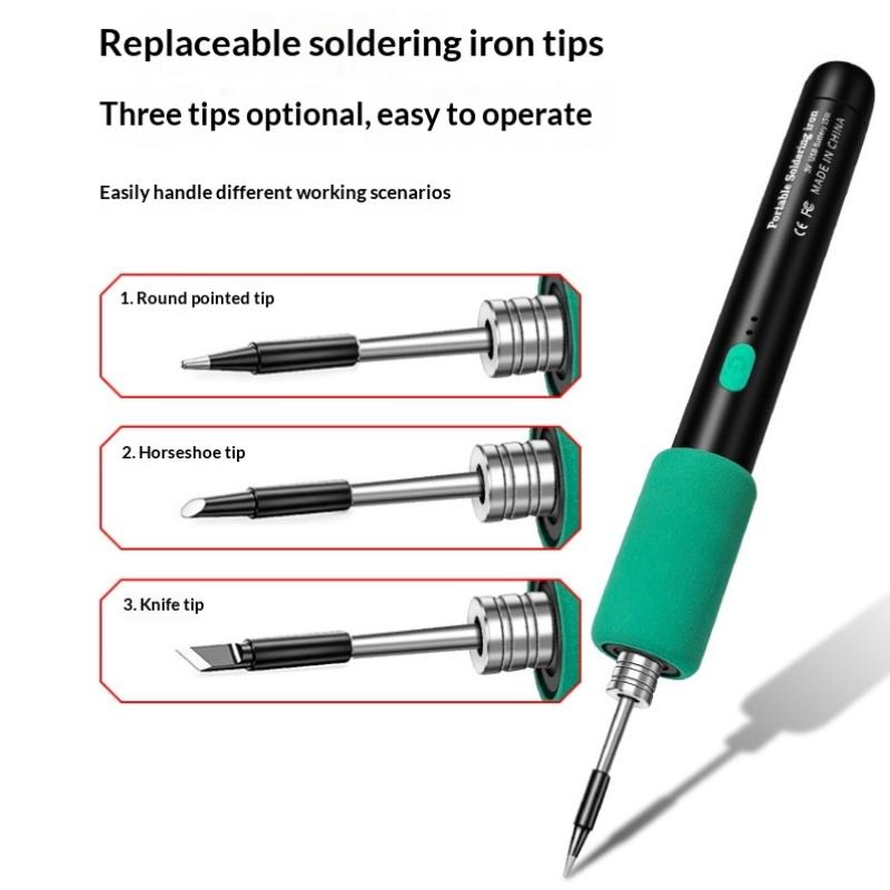 1 Set 5V15W USB TypeC Interface Electric Soldering Iron Repair Wireless Mini Three-level Temperature Soldering Iron Welding Tool