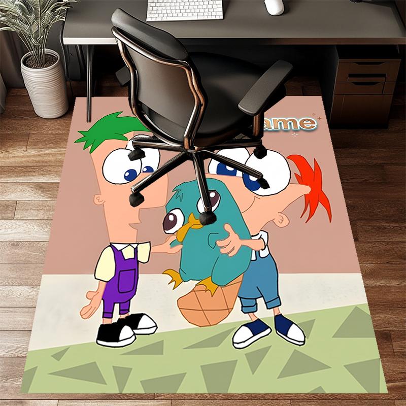 Phineas and Ferb Design Area Rug Personalized Name- Non-Slip, Soft & Cozy Floor Mat for Living Room, Office - Indoor/Outdoor Carpet