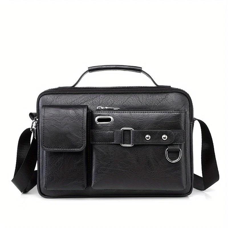 Vintage Crossbody Messenger Bag, Large Capacity Shoulder Bag, Casual Business Handbag & Satchel Purse