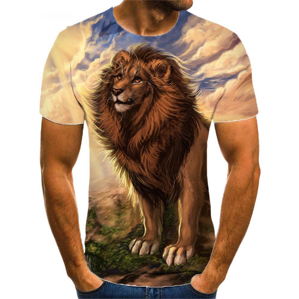 Animal Lion Pattern 3D Print Men's T-Shirts Summer Casual O-Neck Short Sleeve Oversized T-shirts