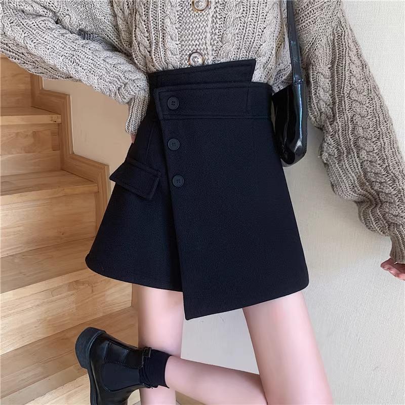 Spring 2024 Women's High-Waist Slim A-Line Skirt-Shorts: Korean Style, Irregular Design