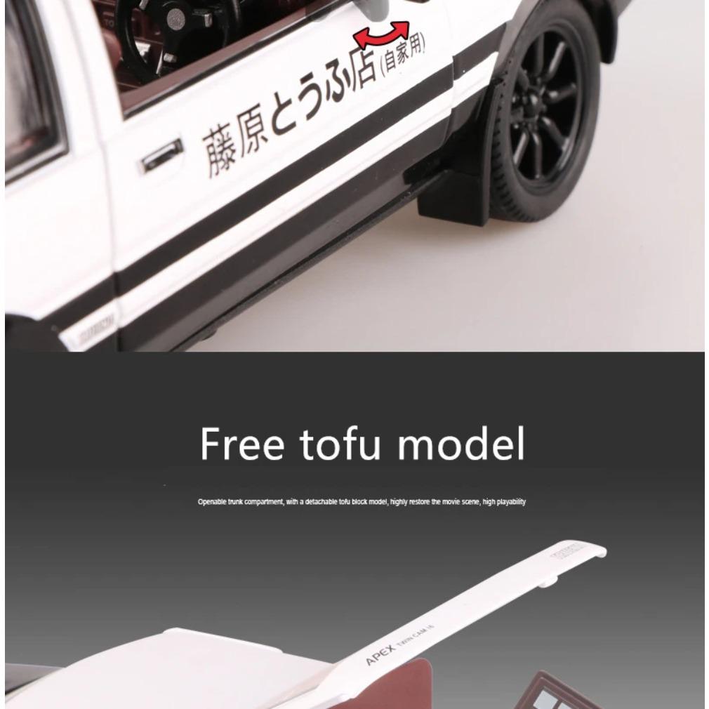 1/20 Movie Car INITIAL D Toyota AE86 Alloy Car Model Diecast & Toy Vehicles Metal Car Model Simulation Sound Light Toy Gift