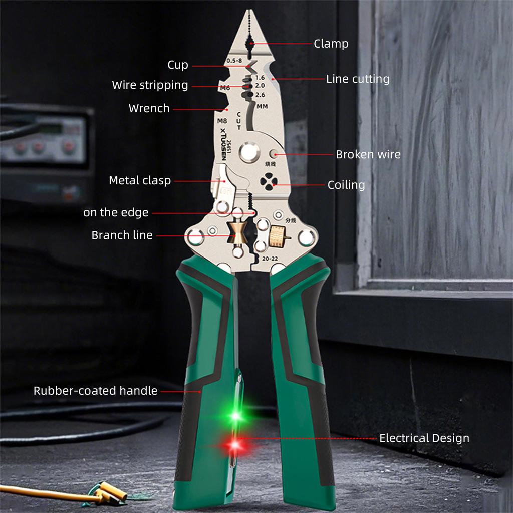 Foldable Wire Stripper With Electricity Measurement Function Dually Alarms Multifunctional Professionally Electrician's Pliers Cable Stripping Pliers