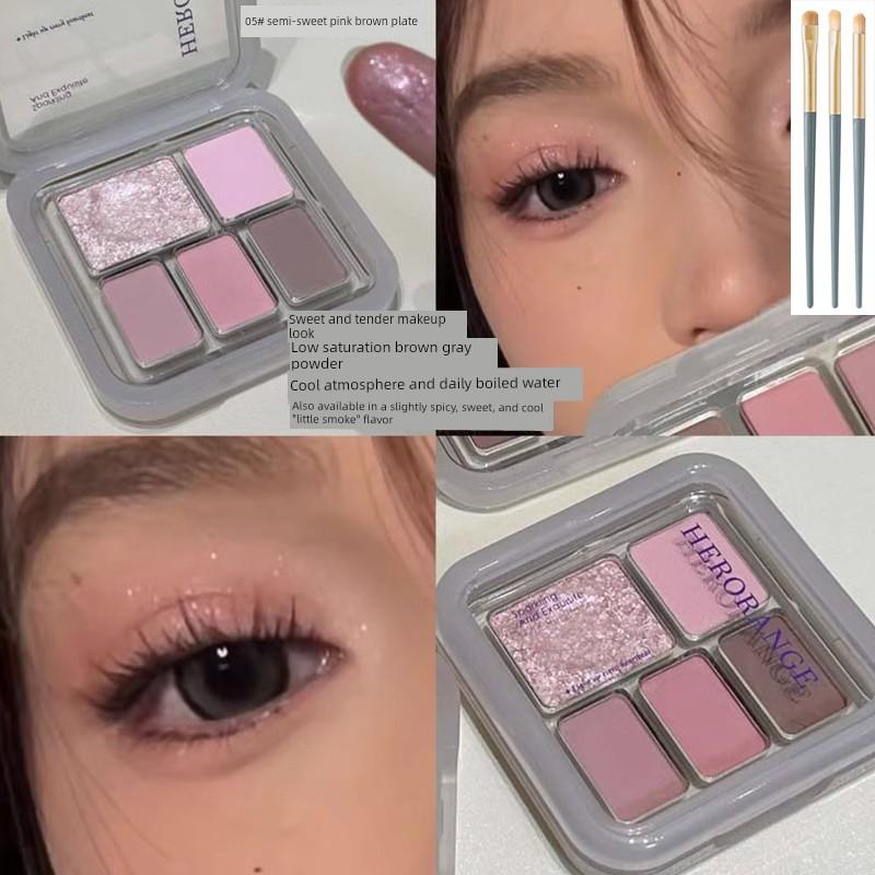 Blue and Black Diamond in the Debris Smoky Makeup! Five Colors Eye Shadow Plate Matte Shimmer Cement Gray Earth Color Makeup 2025 New Arrival