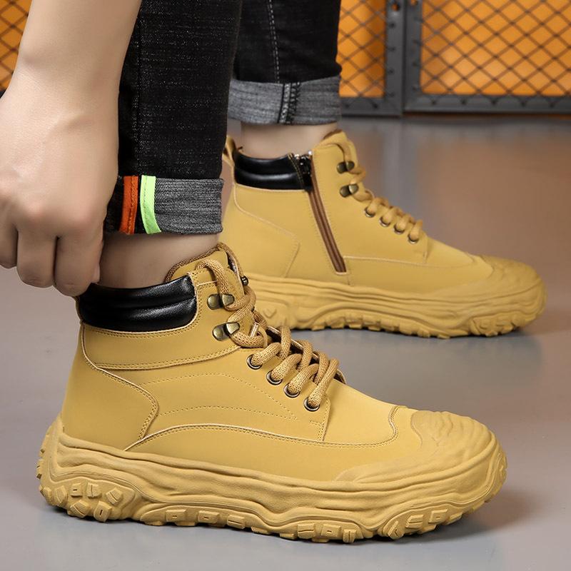 

Martin boots men s high-top autumn and winter retro kicking can t suck big yellow boots outdoor desert soft leather tooling boots 40