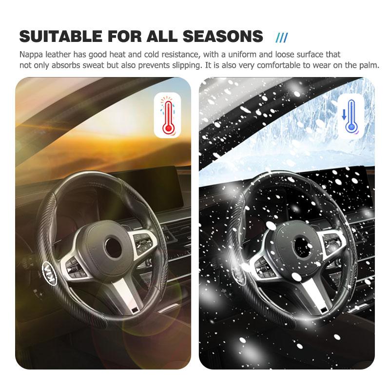 CNR2 Carbon Fiber Car Steering Wheel Cover Non-Slip Cover Protector Case Accessories For KIA Stinger Optima Cerato Soul Venga Forte