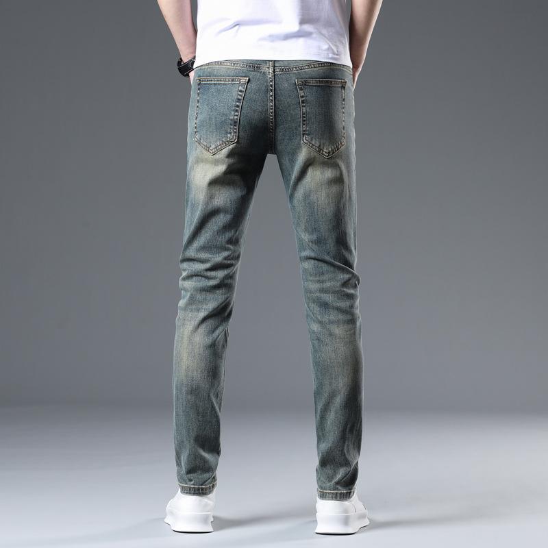 New Summer Jeans Trendy Brand Slim Fit Nine-point Stretch Casual Long Pants for Men