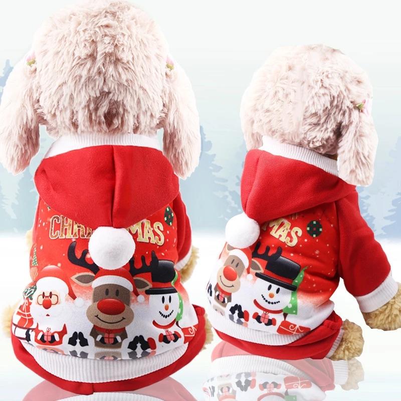 Christmas Cat Clothes Small Dogs Cats Santa Costume Kitten Puppy Outfit Hoodie Warm Pet Dog Clothes