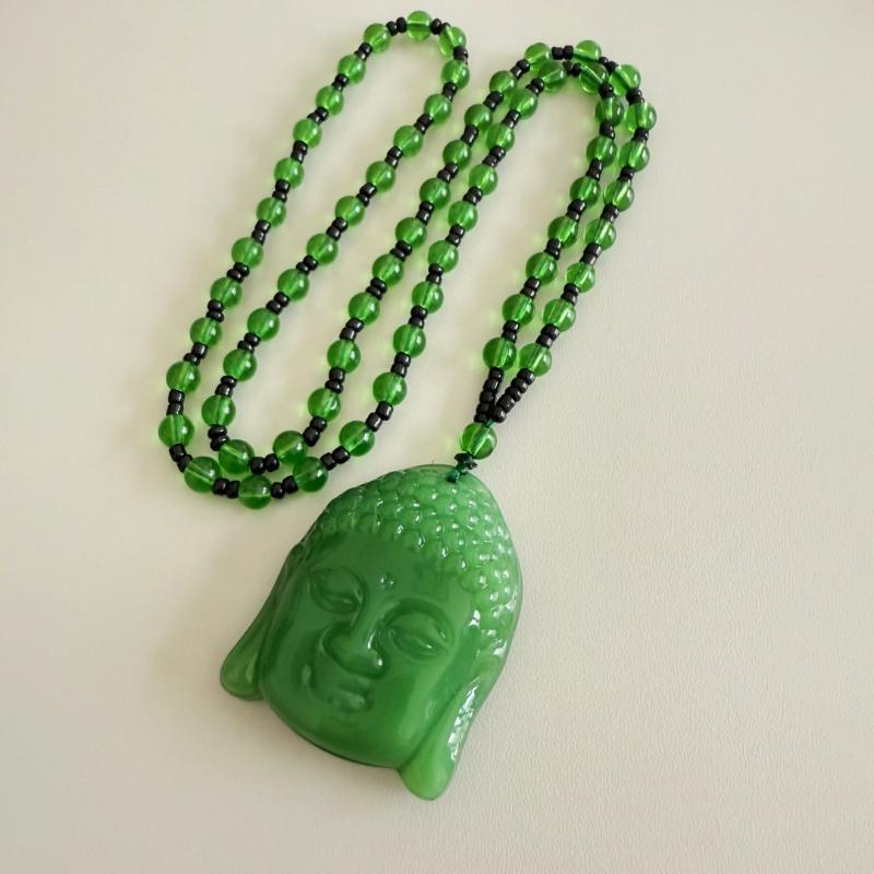 Classic Natural Chinese Buddha Pendant Jade Necklace Charm Jewelry Carved Blessing Lucky Amulet Gifts For Women Men