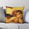 Raffaello Sistine Madonna Two Cherubs Square Pillowcase Polyester Linen Velvet Creative Zip Decorative Room Cushion Cover